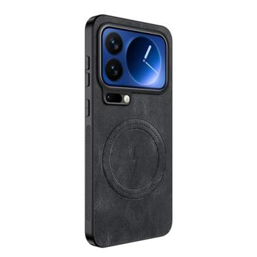 Imagem de LTLMYDAM Capa minimalista para Xiaomi 17 Pro Max/17 Pro/17, capa fosca de couro vegano com sucção magnética, capa fina à prova de impressões digitais, preta, 17 Pro