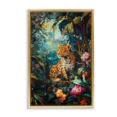 Imagem de Stupell Industries Wild Side Jungle Cheetah Gold Framed Floater Canvas Wall Art, design by Petal Prints Design, 25 x 17