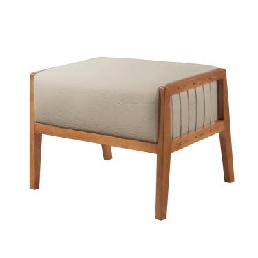 Imagem de Puff Banqueta Gael Luxo Madeira Maciça Castellar Móbile Corino Off White Corino Off White