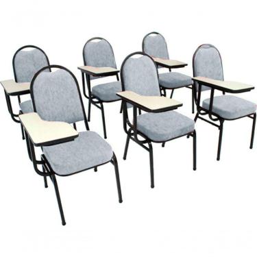 Imagem de Kit Com 6 Cadeiras Para Auditórios Linha Hotel Cinza