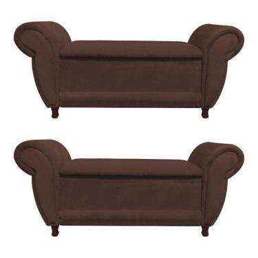 Imagem de Kit 02 Recamier Com Baú Itália Suede Marrom