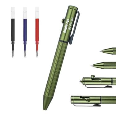 Imagem de Origin-Joy Mini caneta tática EDC Bolt Action, ponta retrátil de aço de tungstênio, compatível com refil esferográfica e gel (verde OD)