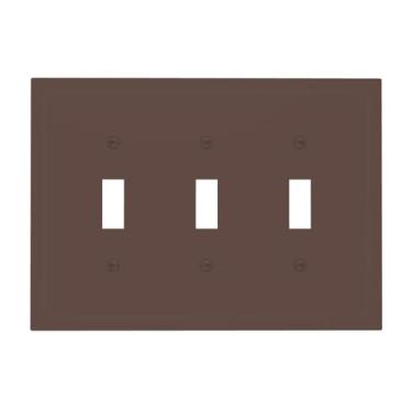 Imagem de Wmhusu Capas para interruptores de luz, marrom escuro, placa de parede de 3 grupos, placa de interruptor de luz tripla, capas decorativas de tomada, placa elétrica para banheiro, quarto, decoração de