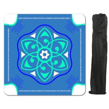 Imagem de Kaeryixz Waterproof Surface Mahjong Mat - Non-Slip Noise Reduction Gaming Mat 32.4x32.4 Inch for Mahjong/Poker/Board Games/Card Games/Dominoes (Blue-Green/Cyan)