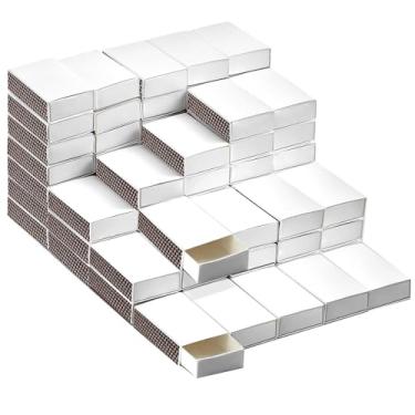 Imagem de 100 caixas de fósforos em branco (sem correspondências) 5,7 x 3,5 x 1,5 cm, caixas de fósforos em branco, porta-recipientes de armazenamento brancos DIY com batente dupla face para casamento, chá de