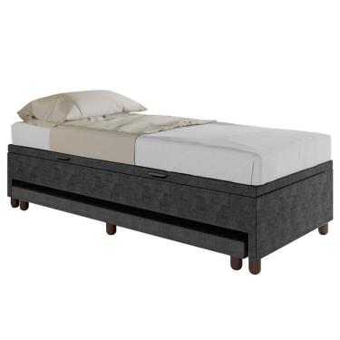 Imagem de Bicama Box Baú Solteiro 88x188 Cm Samy S05 Veludo Preto - Mpozenato