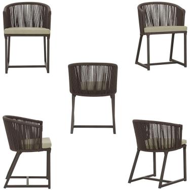 Imagem de 4 Cadeiras De Jantar Noronha Marrom Corda Náutica E7 Trama Marrom