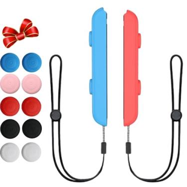 Imagem de QXWPBV 2-Piece Joy-Con Wrist Strap Set for Switch - Durable Controller Attachments and 10 Thumb Caps （Red&Blue）