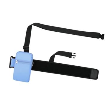 Imagem de Baoblaze Bolsa para garrafa de água, porta-garrafa com alça ajustável e bolso com zíper para celular, ideal para corrida, caminhada e trilhas, Azul Claro