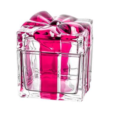 Imagem de Jiawu Frasco de Biscoitos, Frasco de Vidro de Natal Com Tampa, Prato de Doces Em Forma de Caixa de Presente, Recipiente Hermético de Armazenamento de Alimentos para (3,15x3,15x3,15 pol. Roxo)