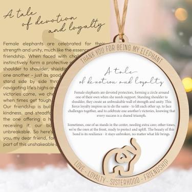 Imagem de Enfeite de elefante da amizade com cartão de história, presentes de elefante para mulheres, enfeite de Natal de acrílico de madeira para decorações, presentes de aniversário de melhor amiga, presentes
