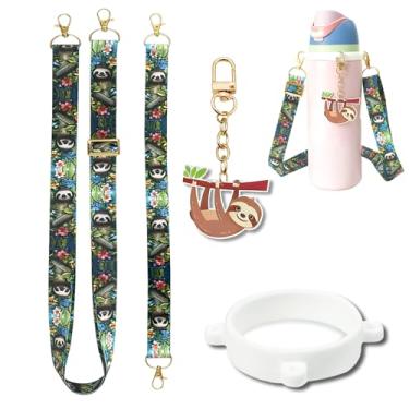 Imagem de Z-synka Conjunto de alça de ombro e alça de alça e pingente para decoração de garrafa de água Owala acessórios de pingente de copo (preguiça)