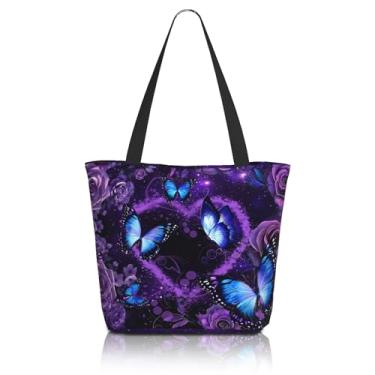 Imagem de Sacola Bíblica Feminina Cristã Bolsa de Ombro Igreja Inspiradora com Zíper Versículo da Bíblia Presentes, Borboleta, Large