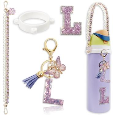 Imagem de Acessórios de letras para garrafas de água Owala – 680 g 947 g 1,134 g, com charmoso pingente inicial e alça de alça, compatível com Free Sip, copo de café, Owala Kids, Sway, Stanley Cup Accessories