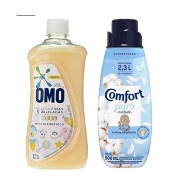 Imagem de Kit Roupas Delicadas Amaciante Comfort Bebe + Lava Roupas Omo Delicadas 500ml
