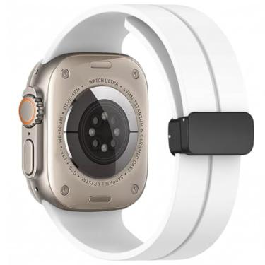 Imagem de Pulseira de silicone Magnética marca 123Smart compativel com Apple Watch 1 2 3 4 5 6 7 8 SE Ultra 38mm 40mm 41mm (branco)