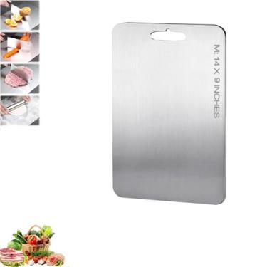 Imagem de Tábuas de corte de titânio - Tábuas de corte de titânio 100% puro para cozinha, placa de titânio dupla face de grau alimentício atualizada, tábua de corte de titânio grosso para cozinha doméstica