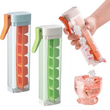 Imagem de Bandejas de Cubos Gelo Novas 2024 com 6 Células Descongelamento Uma Mão Grade Tampa Liberação Fácil Moldes Reutilizáveis para Cocktails Vinho Whiskey Reuniões em Família Festas Pacote 2 Unidades