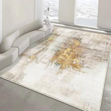 Imagem de Tapete abstrato com estampa de tinta lavada para sala de estar, quarto, sala de estar, tapete grande, antiderrapante, lavável, decoração para casa, tapete felpudo para porta de entrada (tapete pe