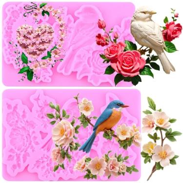 Imagem de MIYAHOUSE Moldes de fondant para decoração de bolos, enfeite de cupcake, pasta de goma de chocolate, argila de polímero, conjunto de 2