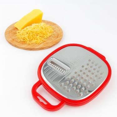 Imagem de Ralador de Queijo com Recipiente - Aço Inox, 2 Tipos de Lâminas, Tampa Protetora, Design Portátil - Ideal para Queijo, Chocolate, Legumes e Vegetais