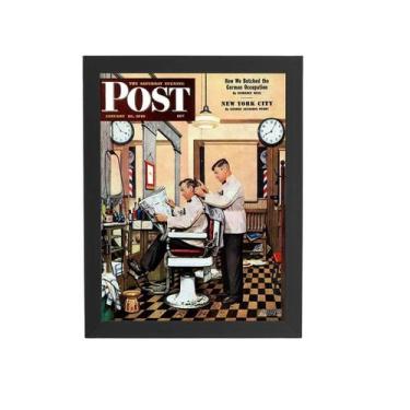 Imagem de Quadro Barbearia Barber Shop Post Moldura Preta 60X40Cm - Plimshop