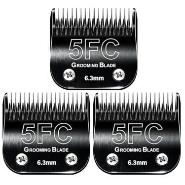 Imagem de MEMIRY 3 peças de lâminas removíveis tamanho 5FC, compatíveis com Andis, Oster A5, Wahl KM10 Series Clippers, comprimento cortado 6,3 mm, preto (5FC 6,3 mm, 3 peças)