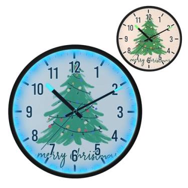 Imagem de Blueangle Relógio de parede LED que brilha no escuro e ativado por voz, luzes coloridas silenciosas de 30 cm, design de árvore de Natal, funciona a bateria para decoração de quarto e sala de estar (60