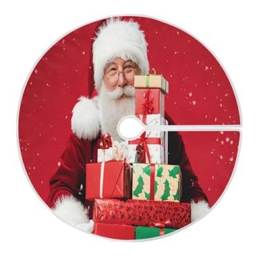 Imagem de SEHANY Saia para árvore de Natal, 122 cm, Papai Noel, vermelha, decoração de árvore de Natal, tapetes para decoração de festa de Natal em casa