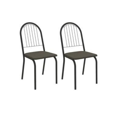 Imagem de Cadeira Sala De Jantar Noruega 2c077prf Aço Kit 2 Un Preto/suede Escuro - Kappesberg