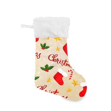 Imagem de GakkiGii Pacote com 2 meias de Natal com estampas de Natal, decoração grande para pendurar na parede da árvore da lareira, 45 x 31 cm