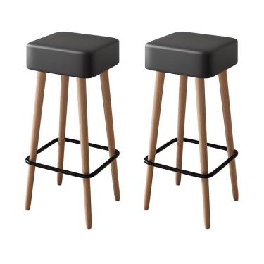 Imagem de Kit 2 Banquetas Dubai 70cm Couríssimo Preto - Salaone Preto
