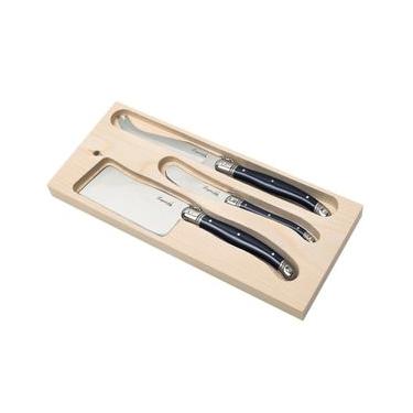 Imagem de Conjunto De 3 Facas Luxo Para Queijo Com Bandeja De Madeira Azul - Laguiole