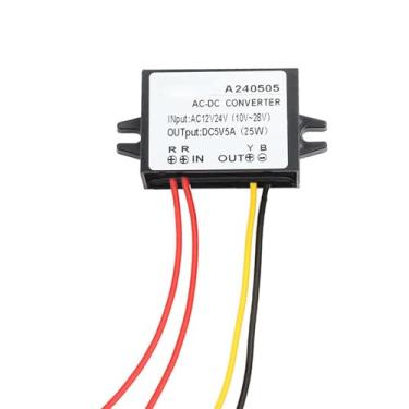 Imagem de Brrnoo Conversor de Fonte de Alimentação AC 12V 24V para DC 5V Módulo AC DC Step Down Módulo Adaptador de Energia IP67 para Tela de Carro, Câmera de Monitor, Ventilador (5A)