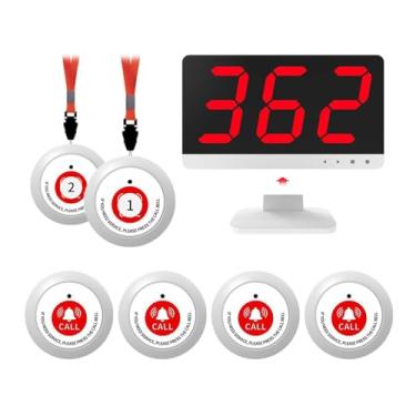 Imagem de SavvyMate Sistema De Chamada De Enfermeira, Sistema De Chamada De Pager Sem Fio Para Cuidadores, 1.000 Pés, Botão De Chamada De Emergência Com 6 Alertas Para Idosos Com 1 Receptor De Exibição Para P