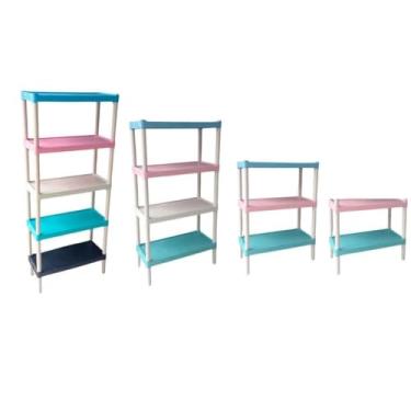 Imagem de Prateleira Organizadora Modular de Plástico Para Cozinha Quarto Livros(Colorido,3 Prateleiras)