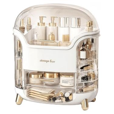 Imagem de Omeily Organizador de maquiagem grande de bancada organizador de maquiagem caixa de armazenamento de cosméticos para cuidados com a pele balcão de banheiro organizadores de cuidados com a pele