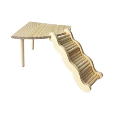Imagem de predolo Plataforma de madeira para hamster com escada, brinquedo portátil e divertido para escalada de pequenos animais, ideal para ratos, camundongos e, Table and L Ladder