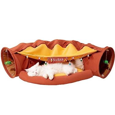 Imagem de Túnel Indoor Lavável e Plegável com Cama Removível Brinquedo Interativo Premium para Gatos Pequenos Médios Grandes Cães Filhotes de Coelhos até 20 lb Uso Duradouro
