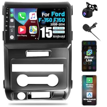 Imagem de Roinvou [2G + 64G] Rádio automotivo para Ford F150 F-150 2009 2010 2011 2012 com carplay sem fio/Android Auto, tela sensível ao toque de 9 polegadas para estéreo F150 com navegação GPS/Bluetooth/5GHz