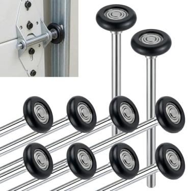 Imagem de Pacote com 10, haste de 23 cm, rolo de porta de garagem de grau comercial de nylon preto, silencioso/durável e de alta carga, use rolamentos de precisão de vedação dupla 6200ZZ