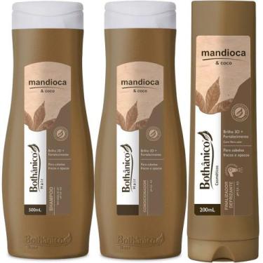 Imagem de Kit Mandioca E Coco Shampoo + Condicionador 500ml + Finalizador 200ml 