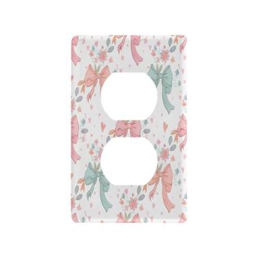 Imagem de Wassud Placa de cobertura decorativa para interruptores de luz e arcos e flores para tomadas elétricas duplex 12 x 7 cm