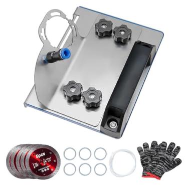 Imagem de GARGENTOL Ferramenta de chanfradura de azulejos de 45 graus, ferramenta de corte de azulejos – Suporte universal para esmerilhadeiras angulares de 100 tipos, corte chanfrado de azulejo preciso