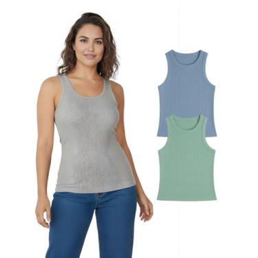 Imagem de Kit Com 2 Regatas Ribana Feminina Cores Sortidas Cor:ColoridaTamanho:G