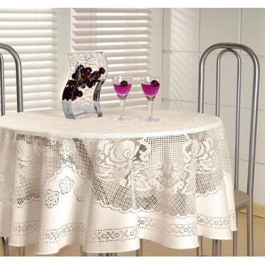 Imagem de Toalha De Mesa Redonda Renda Bege ou Branca - Beija Flor, Bege