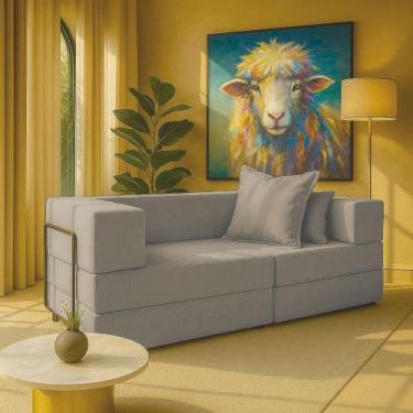 Imagem de Sofá Cama Modular 2 Lugares Mold Boucle Marrom - Loja Sheep, Marrom
