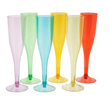 Imagem de Fun Express Flauta de champanhe de plástico de cores brilhantes de 21 cm 170 g - 36 unidades