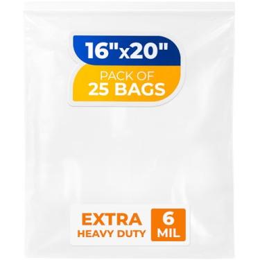 Imagem de Paclord Sacos médios com fecho de zíper de 40,6 cm x 50,8 cm, 6 mil (pacote com 50) – Sacos plásticos reutilizáveis resistentes – transparentes, resseláveis, à prova d'água – para armazenar e