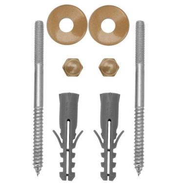 Imagem de Kit Parafuso Inox Gold/Dourado 12mm Fixação Vaso Sanitário - Modelar